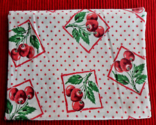 /Vintage Feed Sack Pretty Cherries in Squares on Red Polka Dots     46