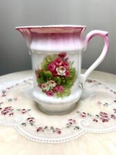 Vintage German Porcelain Floral Pink Pitcher picture
