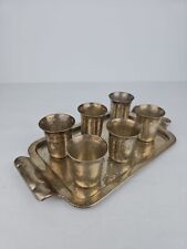 VIntage Sterling Silver Judaica Set 6 Kiddush Cups+Serving Tray 835  picture