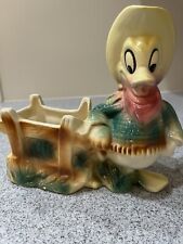 Vintage Cowboy Donald Duck Ceramic Planter picture