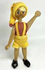 Vintage Wooden Jointed Christmas Elf Pinocchio Toy Doll Figure Stocking Cap 7