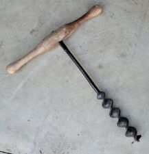 Large Antique Primitive T Handle Wood Auger Vintage Hand Drill 19