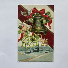 Merry Christmas Postcard Posted Cherubs Bell Embossed picture