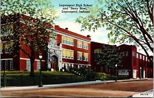 Linen Postcard Logansport High School and Berry Bowl Logansport, Indiana~134942 picture