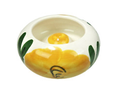 Round Personal Ashtray Ceramic Pottery Yellow Flower Boho Indoor Outdoor picture