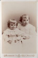 Buffalo NY Cute Long Hair Baby Brothers 1892 Antique Cabinet Card Albumen Photo picture