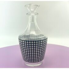 Vintage French glass decanter, MCM houndstooth design, glass stopper, 7
