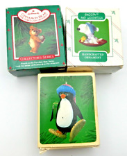 3 Hallmark 1980s Ornaments: Snoopy & Woodstock; Snowshoe Penguin, Cinnamon Bear picture