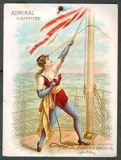 1890’s ADMIRAL Tobacco Card SAILOR GIRL H585 Like N388 Store SIGN American FLAG picture