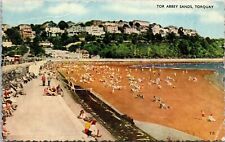 Tor Abbey Sands Torquay Greetings Beach Shoreline Ocean Cancel 1959 Postcard picture