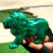 238G Natural glossy Malachite Crystal  Handcarved lion mineral sample picture