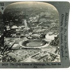Pitt Football Stadium Aerial Stereoview 1930s Civic Center Pittsburgh Penn A469 picture