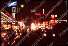 Sl85 Original Slide 1961 street scene cars night view lights 851a picture