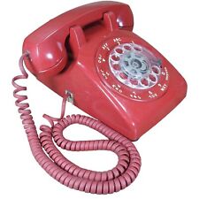 Vintage Bell Systems Western Electric Red Phone Rotary Dial Desk Telephone picture