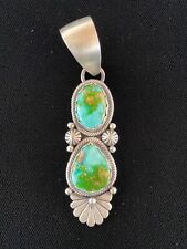 Navajo Native American Sterling Silver Sonoran Gold Turquoise Pendant-Signed MB picture