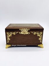 Elegant Wooden Ortxodox Baptismal Box with Exquisite Detailing 5.31' picture