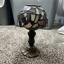 Small Vintage Tiffany Style Stained Glass Multicolored Dragonfly Candle Lamp 9