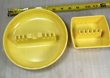 Two Yellow Ges-Line Ashtrays One Round One Square picture