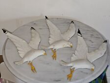 3  Rare Cast Aluminum Seagull Wall Art Hanging Beach Bird Vintage  picture