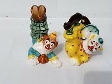 Vintage 1957 Yona Original Salt & Pepper Shakers Colorful Circus Clowns Ceramic picture
