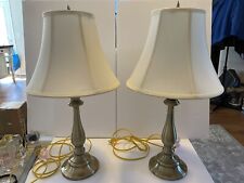 Pair Vintage 50-60’s Stiffel Brass Lamps 26” Original Shades EUC See Description picture