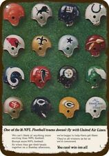 1969 NFL Team Helmets UNITED AIRLINES Vintage-Look DECORATIVE REPLICA METAL SIGN picture
