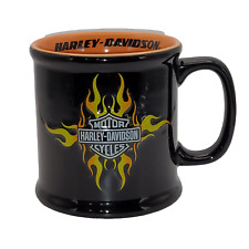2002 Harley-Davidson Bursting Flames Black Orange LARGE Vintage Coffee Tea Mug picture