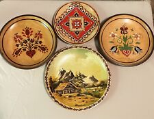 Vintage Romanian Decorative Hanging Wooden Plates Hand Painted picture