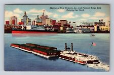 New Orleans LA-Louisiana, Federal Barge Line, Antique Vintage c1943 Postcard picture