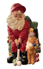 Home For The Holidays Lg Hand Painted Ceramic Cookie Jar Santa Playing Golf picture