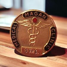Vintage Gold Filled Medical Clinic Lapel Pin 5 Years Enamel Personalized Megan picture