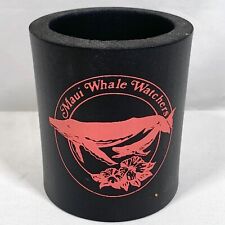 Vintage Maui Whale Watchers Drink Koozie Hawaii Black Beer Seltzer Can Pool Bar picture