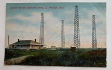 c 1900s MA Postcard Cape Cod Wellfleet Marconi Wireless Telegraph Station towers picture