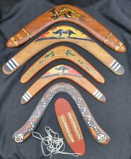 Lot of 5 Vintage Wooden Australian Boomerangs + Bullroarer picture