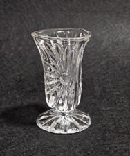 Vintage Crystal Triangle Shape Clear Toothpick Holder Mini Bud Vase picture