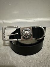 2008 HARLEY-DAVIDSON BLACK LEATHER BELT WITH HEAVY BUCKLE - SIZE 34 picture