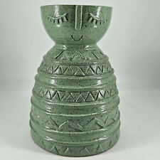 Mid Century Modern MCM style heavy studio art pottery vase green 9