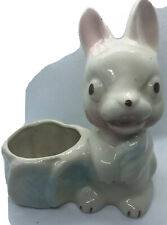 Antique Vintage White Bunny Planter Vase Rabbit Ceramic Granny Core Cottage picture