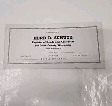 Vintage Ink Blotter Card. Herb D. Schatz Register Of Deeds Dunn County Wisconsin picture