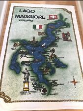 A Vintage Lago Maggiore Beach Towel Italy Map Design Rare 35”x55” Cotton picture