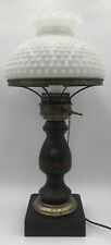 VINTAGE TABLE TOLE LAMP-SKELETON KEY STYLE. GLASS LAMP SHADE picture