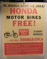 VINTAGE 1968 DOUBLE COLA HONDA MOTOR BIKE CONTEST RETAIL STORE POSTER picture