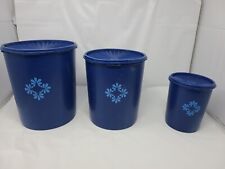 Vintage TUPPERWARE Blue Canister Nesting Set Of 3 w/ Lids 1339-10, 805-5, 811-3 picture