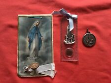 Lot of 2 relics of our Lady of Fatima + prayer card Madonna 1960th Italy special picture