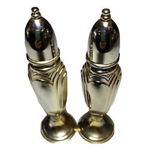 Oneida Silver Salt And Pepper Shakers Art Deco Style Vintage burnished patina picture