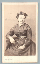 CDV WOMEN'S DRESS GALLONS TRIMMERIE EMBROIDERY FASHION 19em PHOTO PESME PARIS 1860's picture