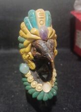 Aztec Carved Obsidian Stone Eagle Statue In Nice Shape picture