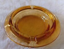 Vintage Small Ashtray 3.5” Round Amber Glass Mancave MCM Retro picture