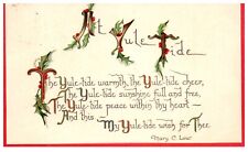 Yule Tide Mary C. Low Poem Bavaria Germany Holly Antique Postcard c.1910 picture