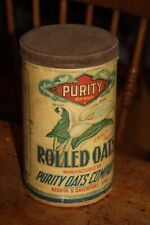 Antique 1910's-1920's ROLLED OATS CANISTER, Purity Brand, Calla Lily picture